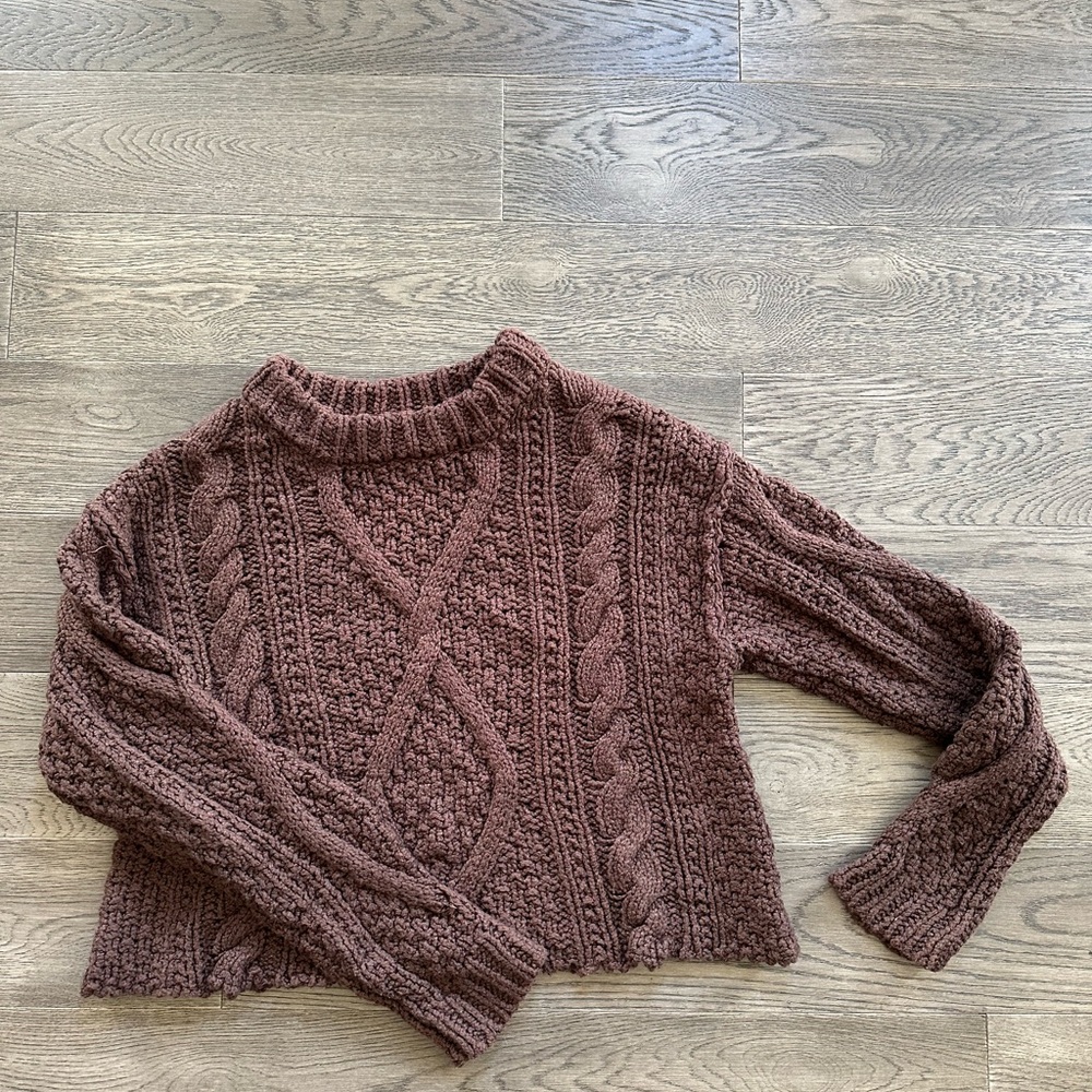Free People Brown Cable Knit Sweater